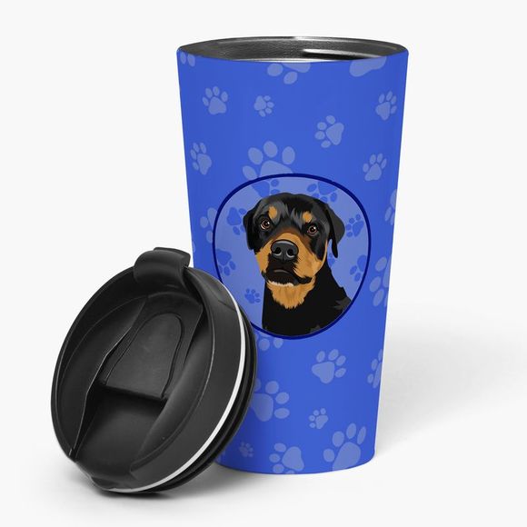 Rottweiler Black and Rust  Stainless Steel 16 oz  Tumbler, Blue - Picture 1 of 4